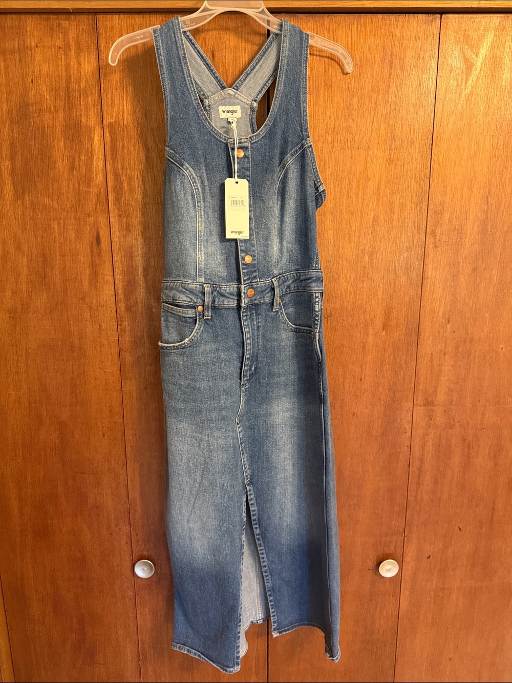 NWT Wrangler Blue Denim Women's Dress with Front Slit